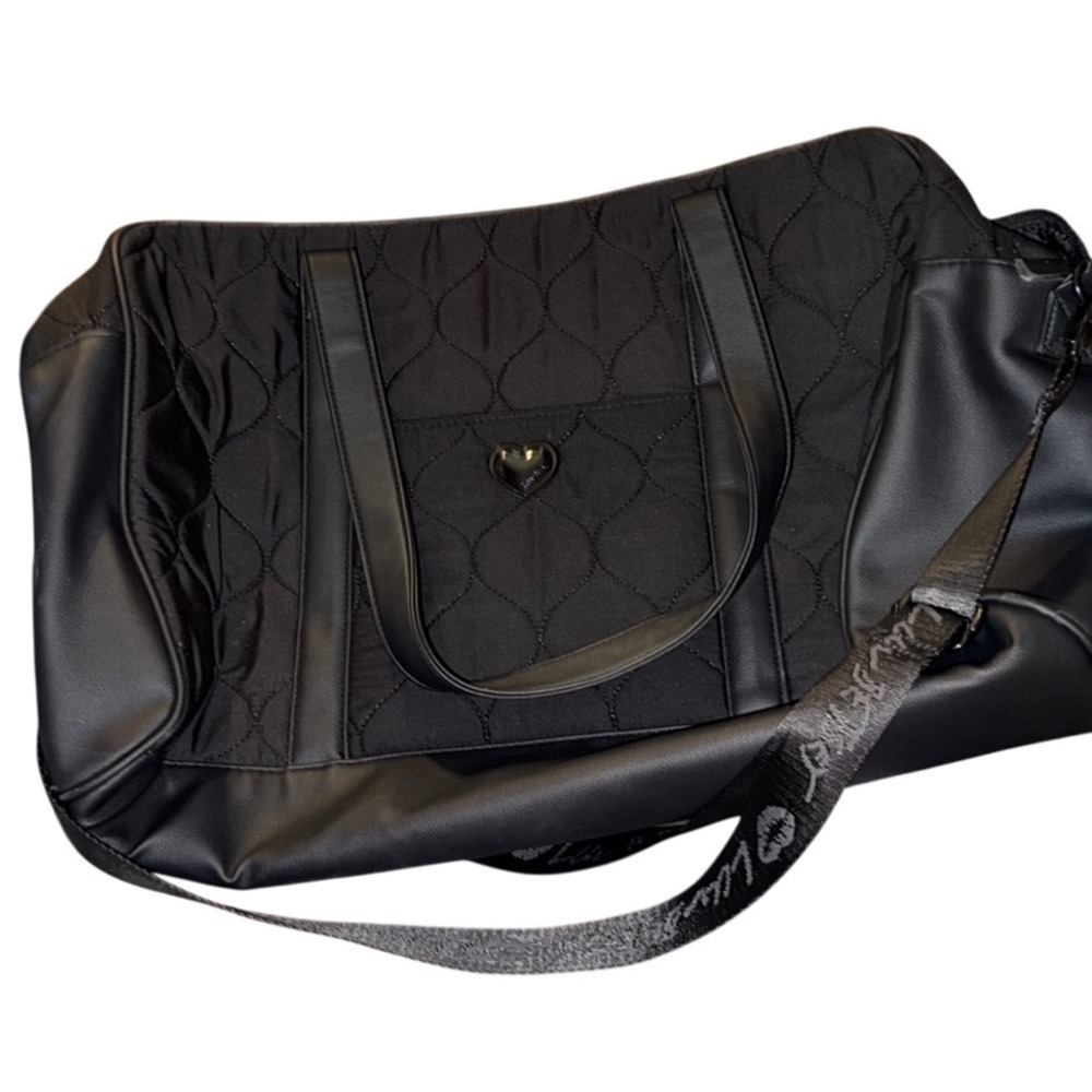 Luv Betsey by Betsey Johnson Black Quilted Satchel Duffle Carry On Bag
